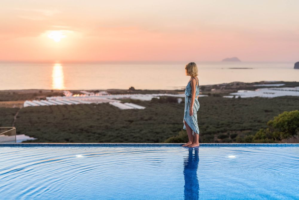 sunset and infinity pool