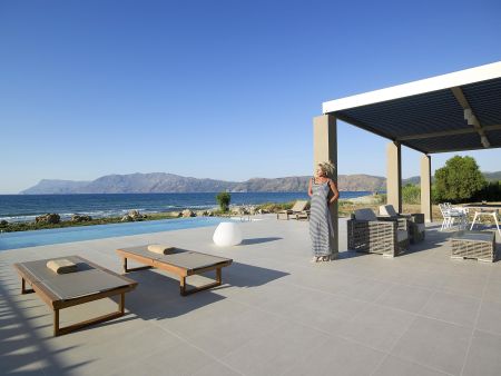 swimming pool area and sea views