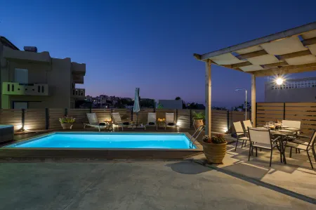 pool/dinning area at night