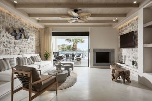 Villa de luxe bohème de sable blanc 5 * Vivant sur la plage, dans une oasis de détente avec piscine privée à Almyros